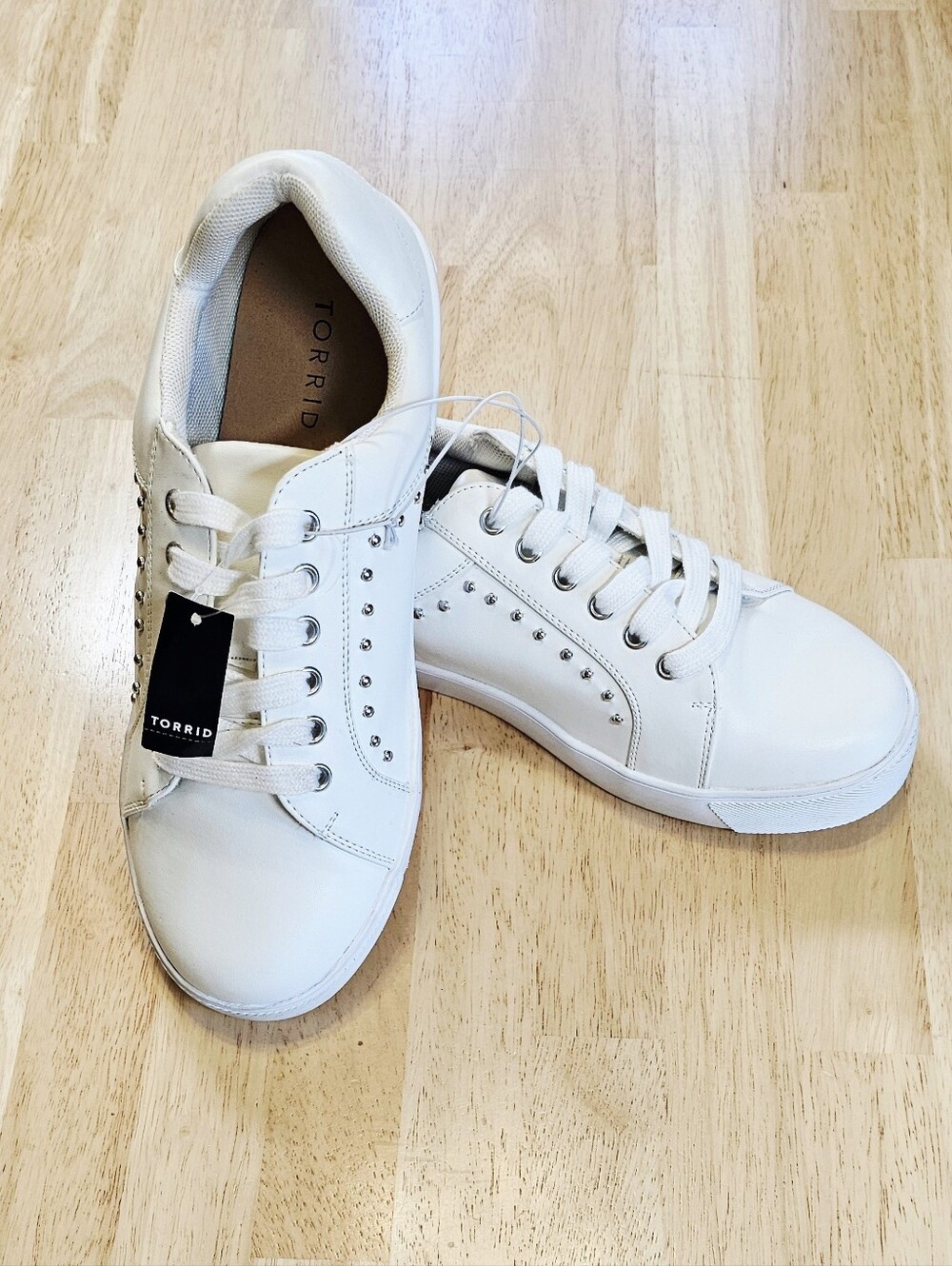 Torrid White Silver Metal Studded Sneakers